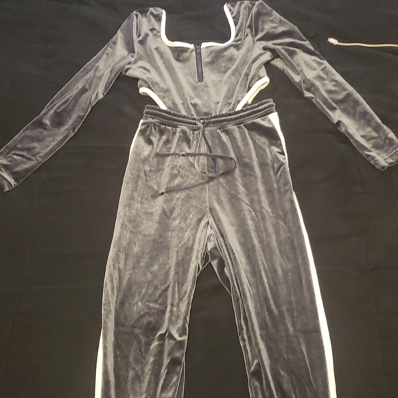 Boutique Pants - Velour cutout jumpsuit